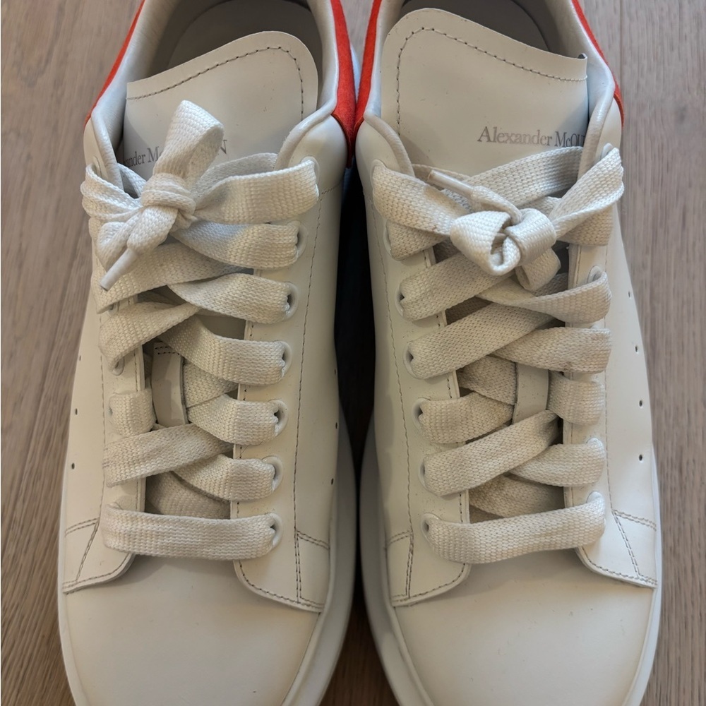 Alexander McQueen Men’s White Sneakers with Orangish Red Accents - Picture 6 of 6